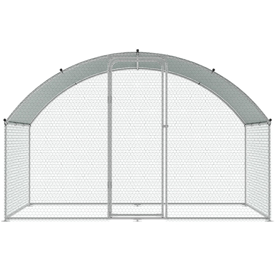 VEVOR Chicken Coop, 9.8X6.5X6.5Ft Walk-In Large Metal Chicken Run for Yard with Waterproof Cover, Doom Roof Hen House with Security Lock for Outdoor and Backyard, Farm, Duck Rabbit Cage Poultry Pen