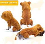 Dog Lion Costume, Halloween Pet Cosplay Outfits with Lion Mane Hood, Funny Cartoon Animal Jumpsuit Apparel Dressing Up, Warm Winter Fleece Puppy Coat Hoodie for Holiday Party