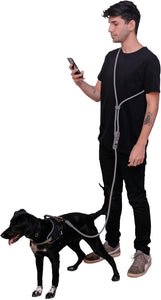 Titanium Grey 3-In-1 Hands-Free Dog Leash, Versatile Crossbody Rope & Adjustable Long Leash