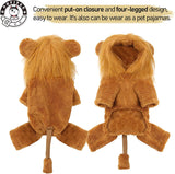 Dog Lion Costume, Halloween Pet Cosplay Outfits with Lion Mane Hood, Funny Cartoon Animal Jumpsuit Apparel Dressing Up, Warm Winter Fleece Puppy Coat Hoodie for Holiday Party