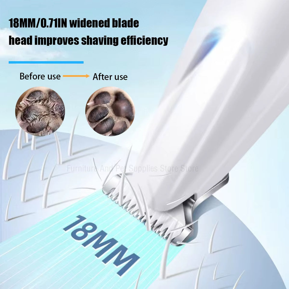 New Dog Paw Trimmer with LED Light Fully Waterproof Pet Hair Trimmer with LED Display Dog Clippers for Grooming 18Mm Widen Blade