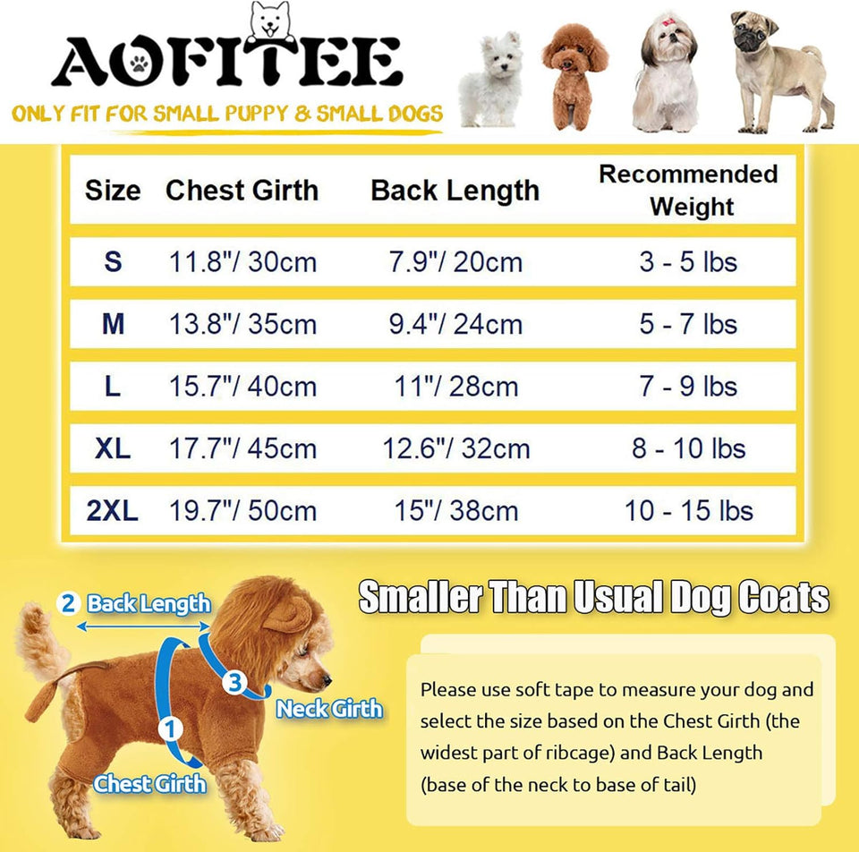Dog Lion Costume, Halloween Pet Cosplay Outfits with Lion Mane Hood, Funny Cartoon Animal Jumpsuit Apparel Dressing Up, Warm Winter Fleece Puppy Coat Hoodie for Holiday Party