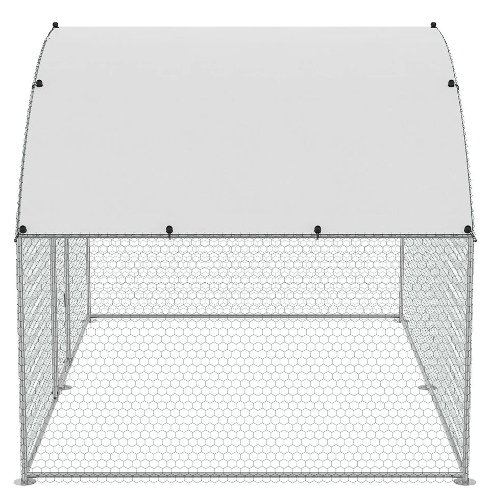 VEVOR Chicken Coop, 9.8X6.5X6.5Ft Walk-In Large Metal Chicken Run for Yard with Waterproof Cover, Doom Roof Hen House with Security Lock for Outdoor and Backyard, Farm, Duck Rabbit Cage Poultry Pen