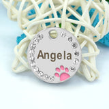 Personalized Dog Cat ID Tag Bling Rhinestone Puppy Kitten Name Tags