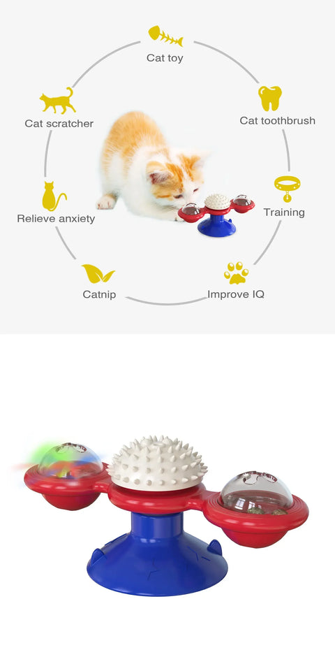 Windmill Cat Toy Interactive Pet Toys Puzzle Cat Whirligig Turntable