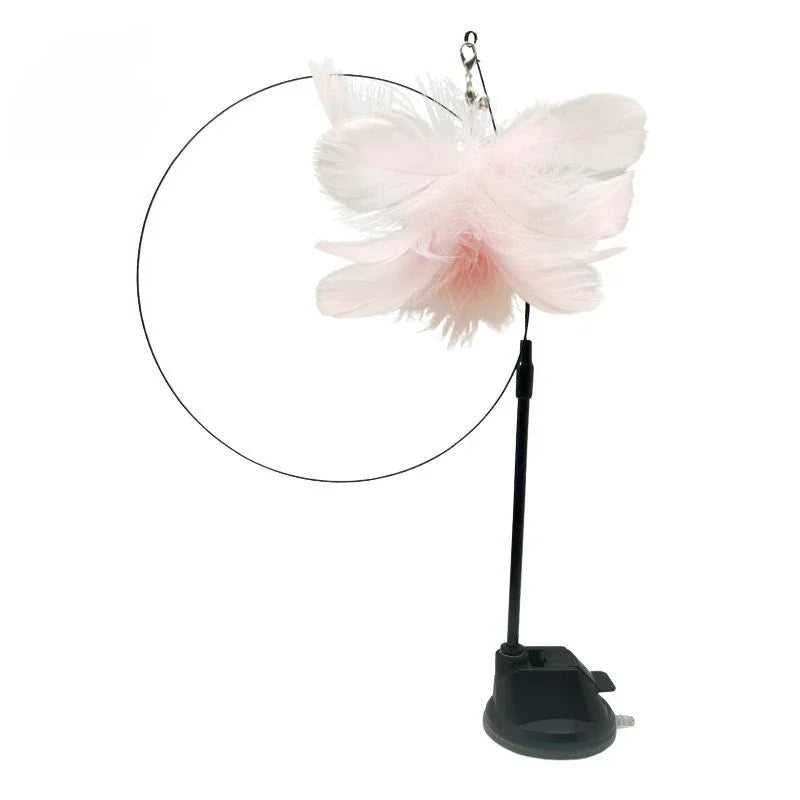 Cat Feather Wand Toy Suction Cup Bird/Feather Cat Wand Pet Supplies