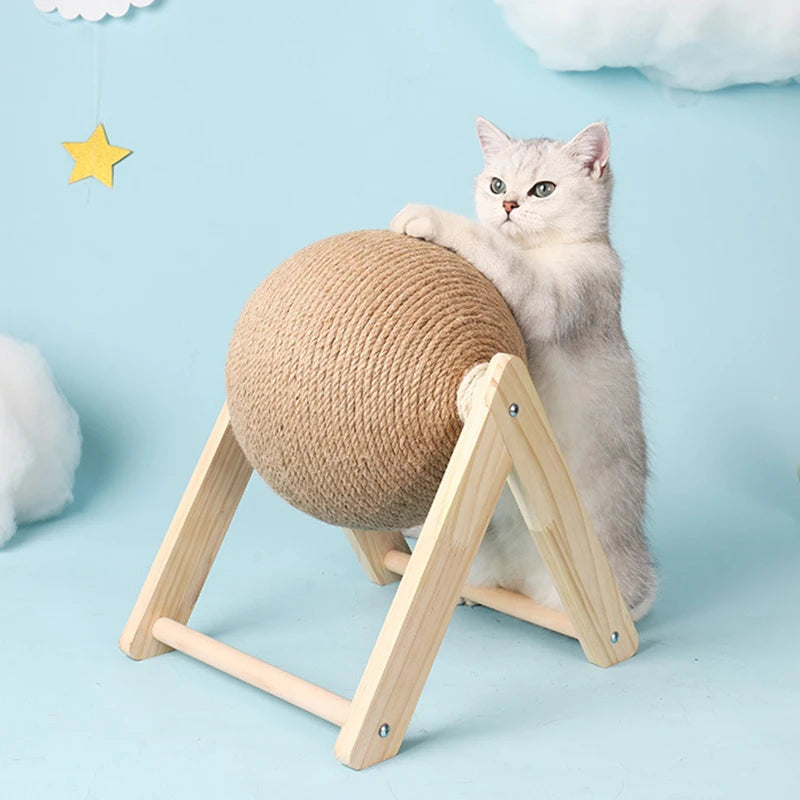 Sisal and Wood Stable Triangle Cats toys Cool Scratch on Stand Spin