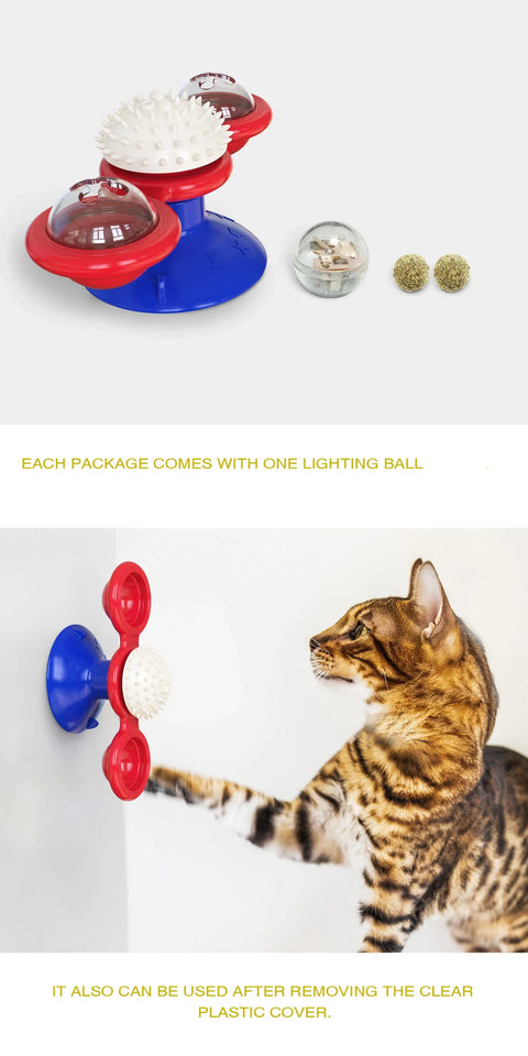 Windmill Cat Toy Interactive Pet Toys Puzzle Cat Whirligig Turntable