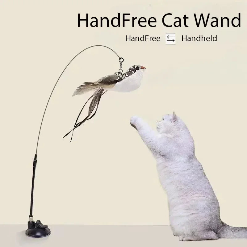 Cat Feather Wand Toy Suction Cup Bird/Feather Cat Wand Pet Supplies