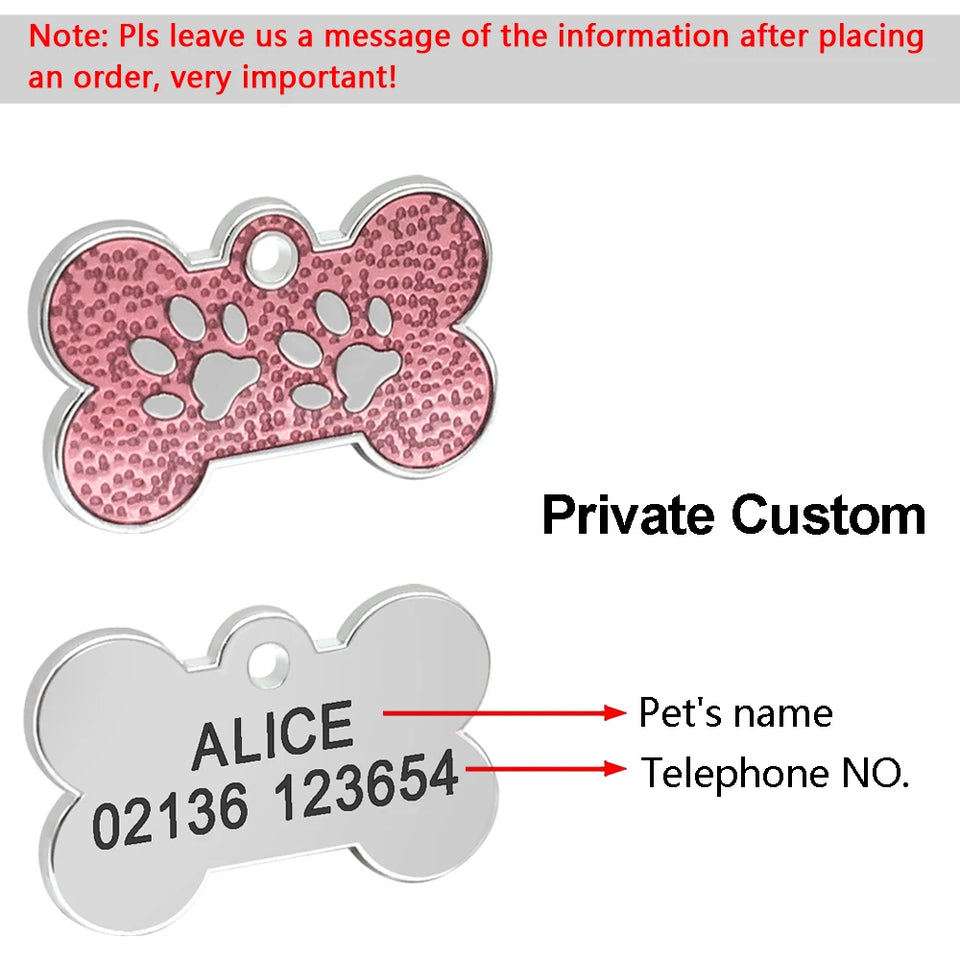 Personalized Dog Cat ID Tag Bling Rhinestone Puppy Kitten Name Tags