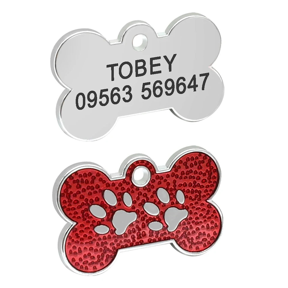 Personalized Dog Cat ID Tag Bling Rhinestone Puppy Kitten Name Tags