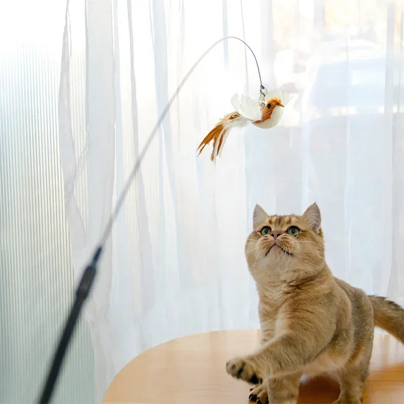 Cat Feather Wand Toy Suction Cup Bird/Feather Cat Wand Pet Supplies