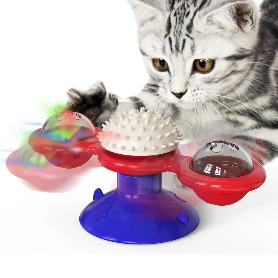 Windmill Cat Toy Interactive Pet Toys Puzzle Cat Whirligig Turntable