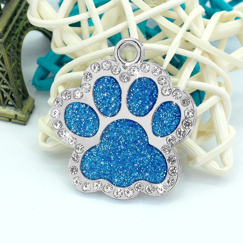 Personalized Dog Cat ID Tag Bling Rhinestone Puppy Kitten Name Tags