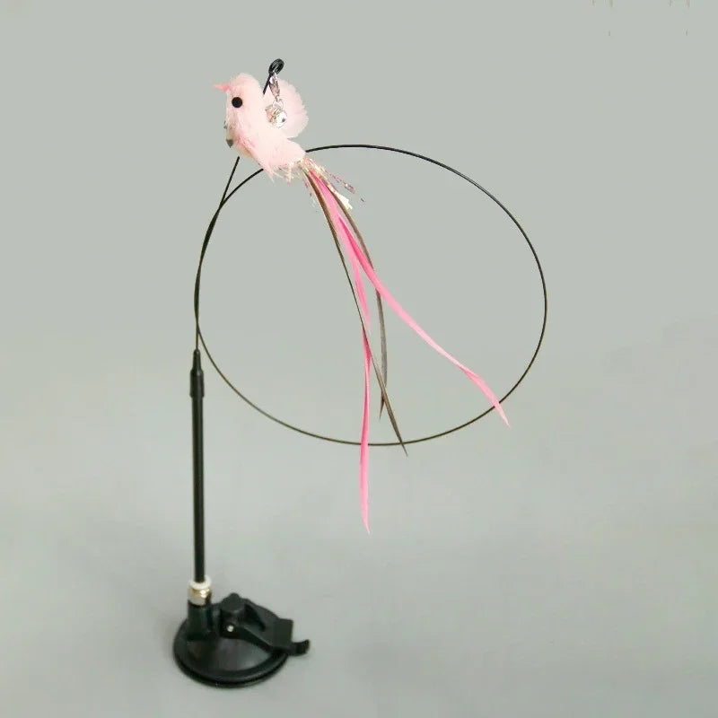 Cat Feather Wand Toy Suction Cup Bird/Feather Cat Wand Pet Supplies