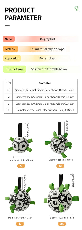 Dog Soccer Ball with Straps Tug of War  Dog Toy
