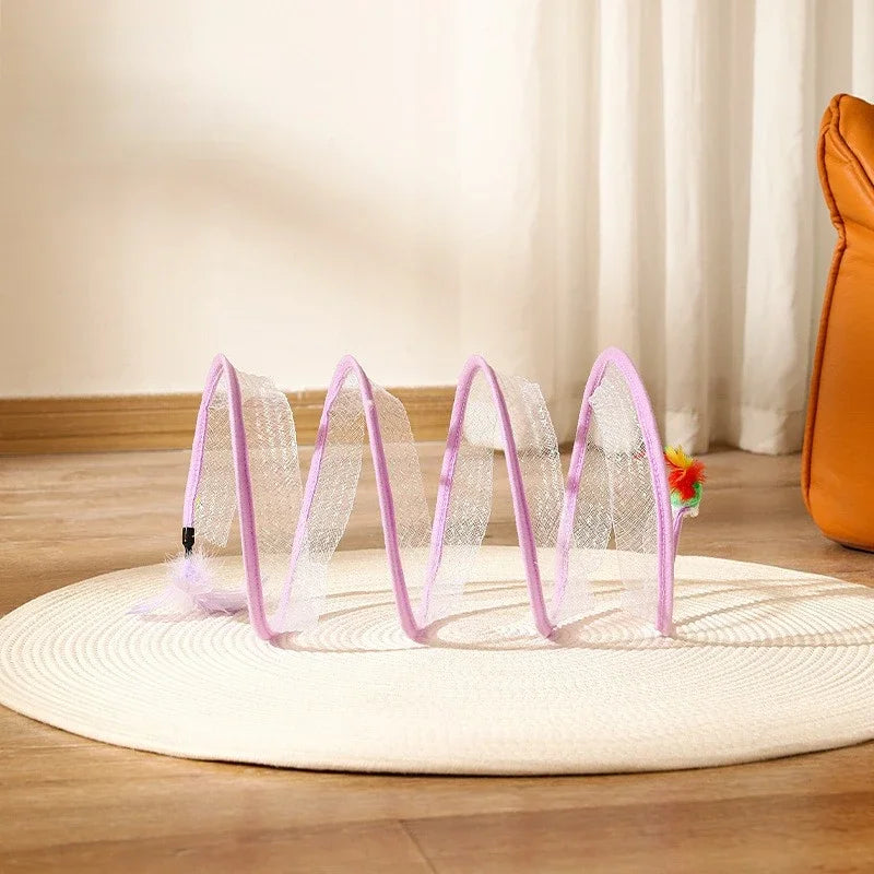 Cat Hunting Spiral Tunnel Coil Spiral Colorful Springs pet Crinkle Tunnels