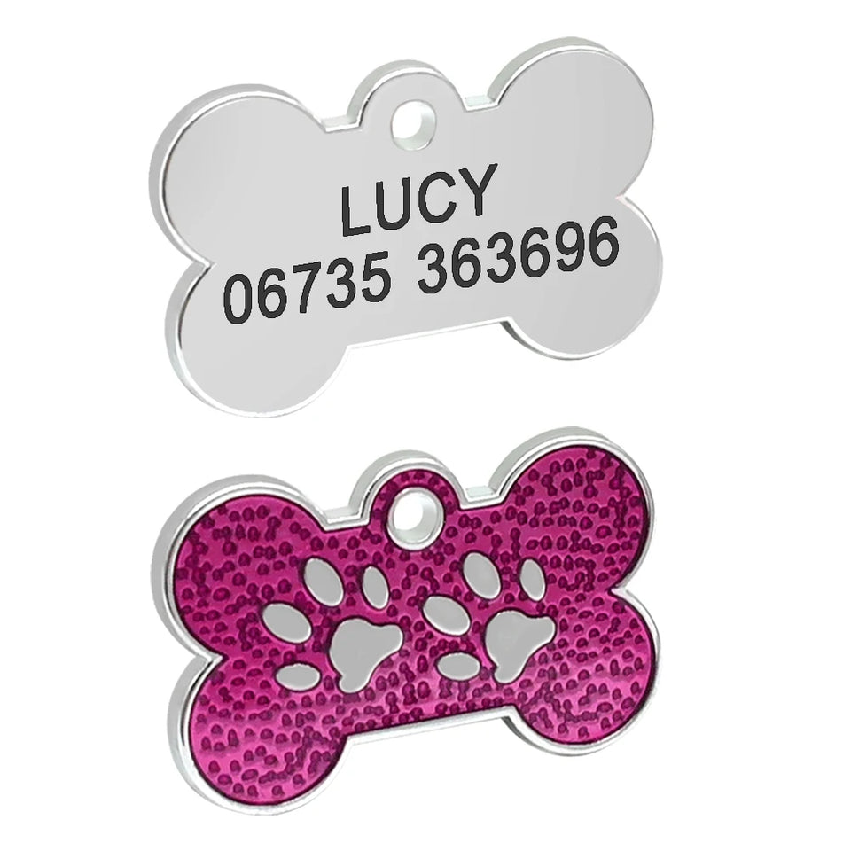 Personalized Dog Cat ID Tag Bling Rhinestone Puppy Kitten Name Tags