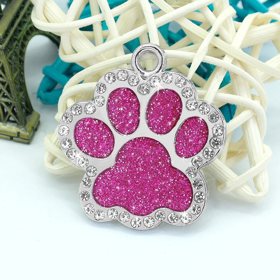Personalized Dog Cat ID Tag Bling Rhinestone Puppy Kitten Name Tags
