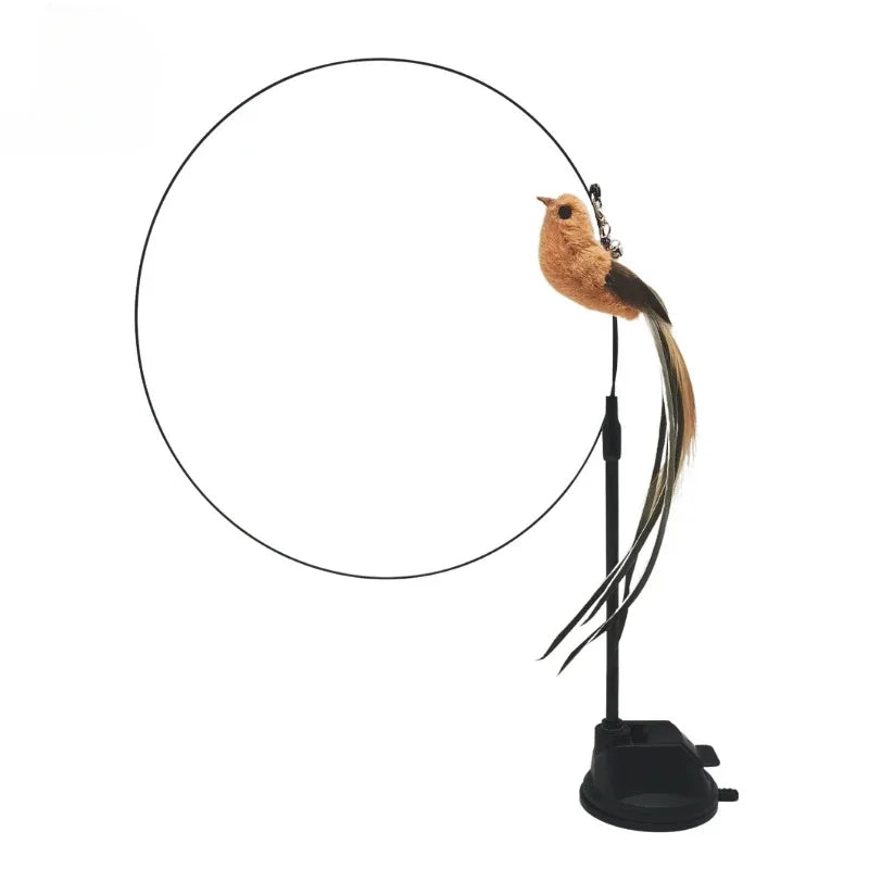 Cat Feather Wand Toy Suction Cup Bird/Feather Cat Wand Pet Supplies