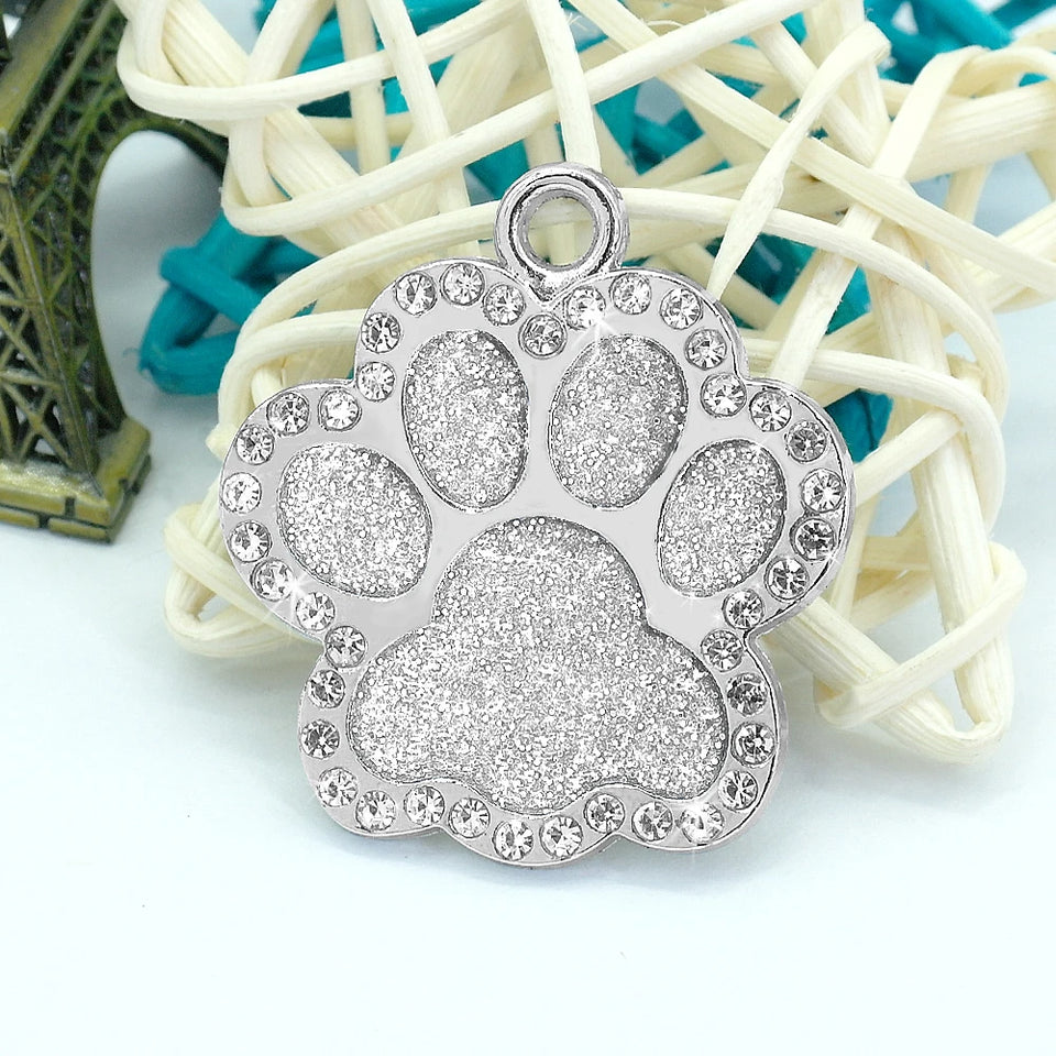 Personalized Dog Cat ID Tag Bling Rhinestone Puppy Kitten Name Tags