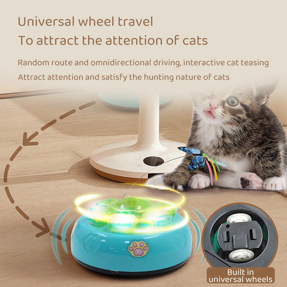 Butterfly Funny Electric Rotating Kitten Toy Cat Teaser with Light