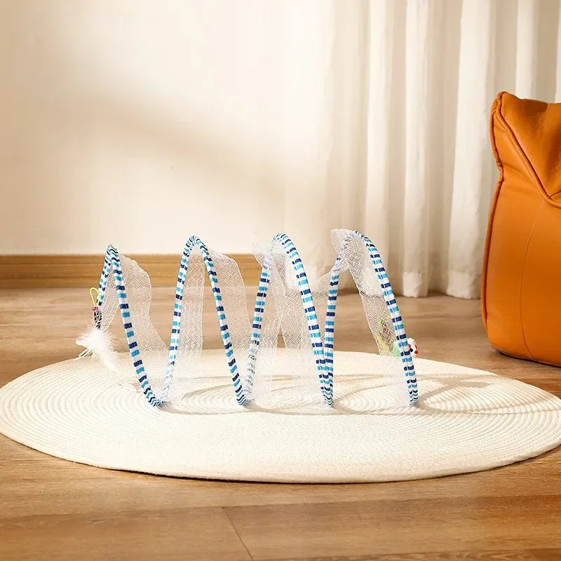 Cat Hunting Spiral Tunnel Coil Spiral Colorful Springs pet Crinkle Tunnels