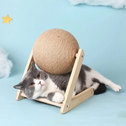 Sisal and Wood Stable Triangle Cats toys Cool Scratch on Stand Spin