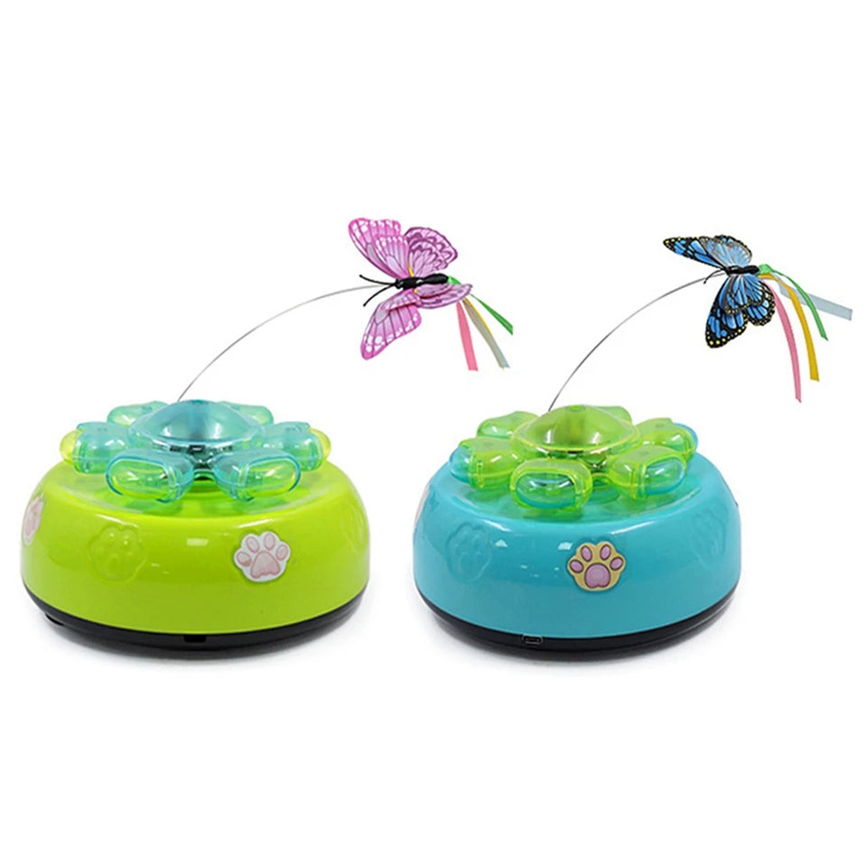 Butterfly Funny Electric Rotating Kitten Toy Cat Teaser with Light