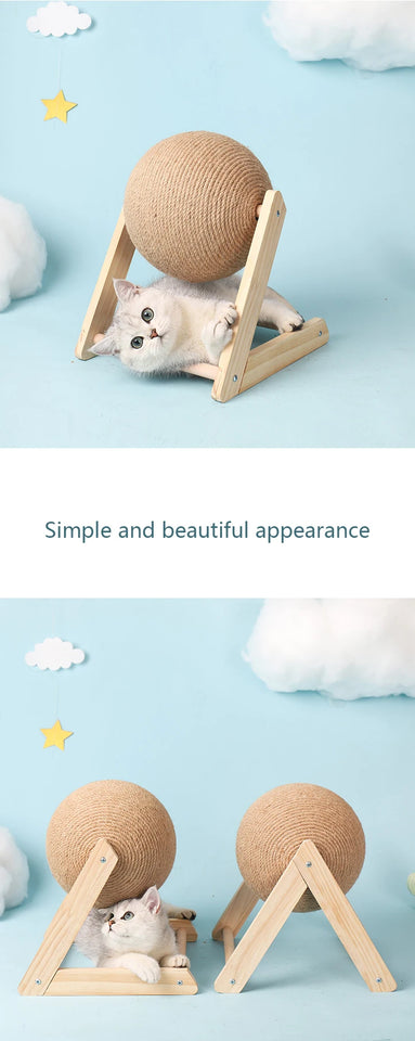 Sisal and Wood Stable Triangle Cats toys Cool Scratch on Stand Spin