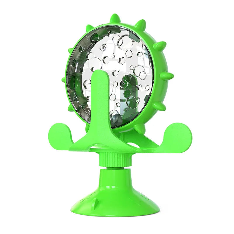 Interactive windmill spinning toy with feeder battery free