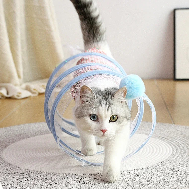 Cat Hunting Spiral Tunnel Coil Spiral Colorful Springs pet Crinkle Tunnels