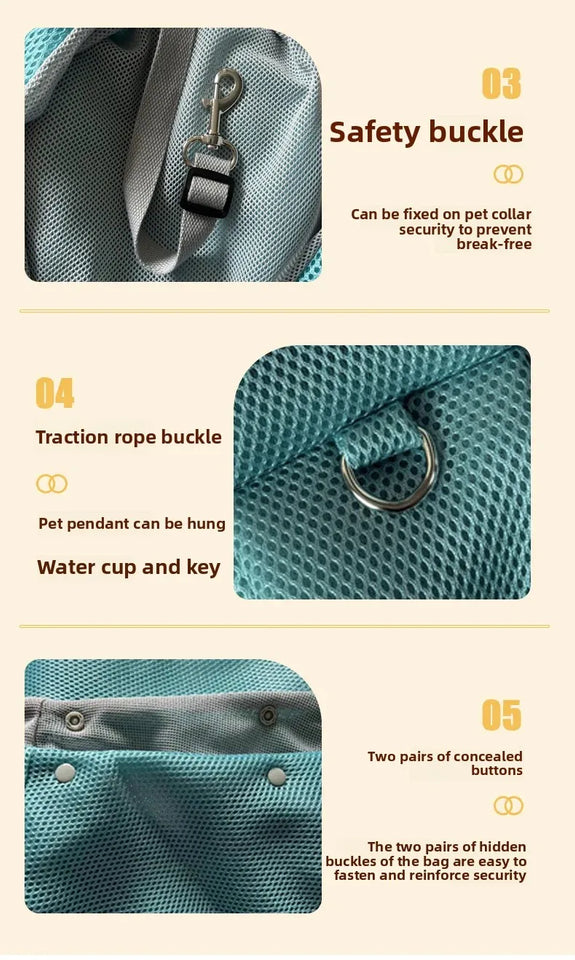 Mesh Polyester Breathable Dog Bag Pet Cross body Bag Outdoor Travel