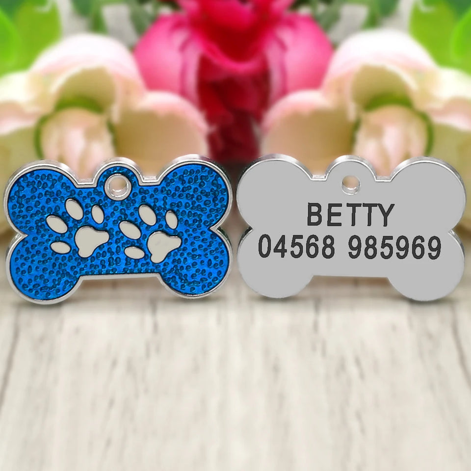 Personalized Dog Cat ID Tag Bling Rhinestone Puppy Kitten Name Tags