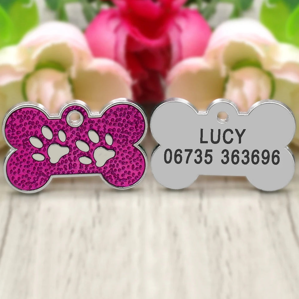 Personalized Dog Cat ID Tag Bling Rhinestone Puppy Kitten Name Tags