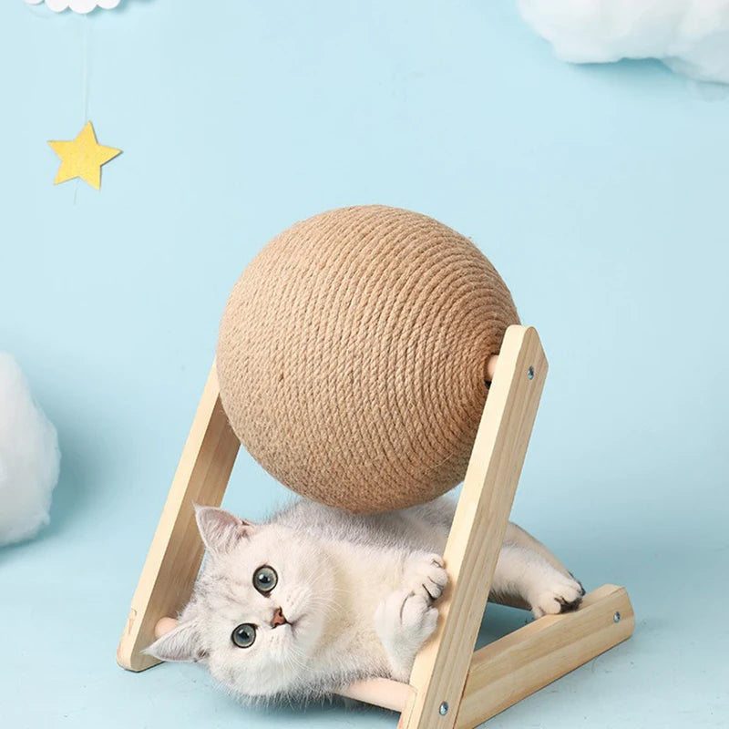 Sisal and Wood Stable Triangle Cats toys Cool Scratch on Stand Spin