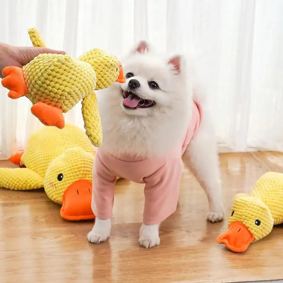Mellow Dog Calming Duck Dog Toys Yellow Stuffed Duck pet chew toys
