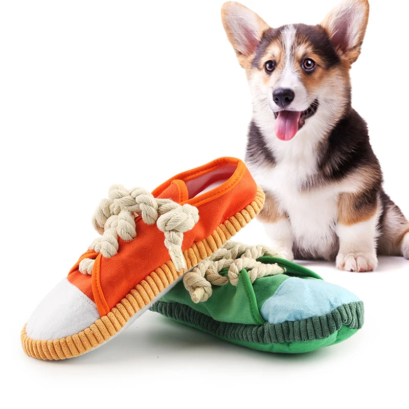 Dog Chew Toys,Funny Squeaky Toys Shoes Chewing Plush Toy