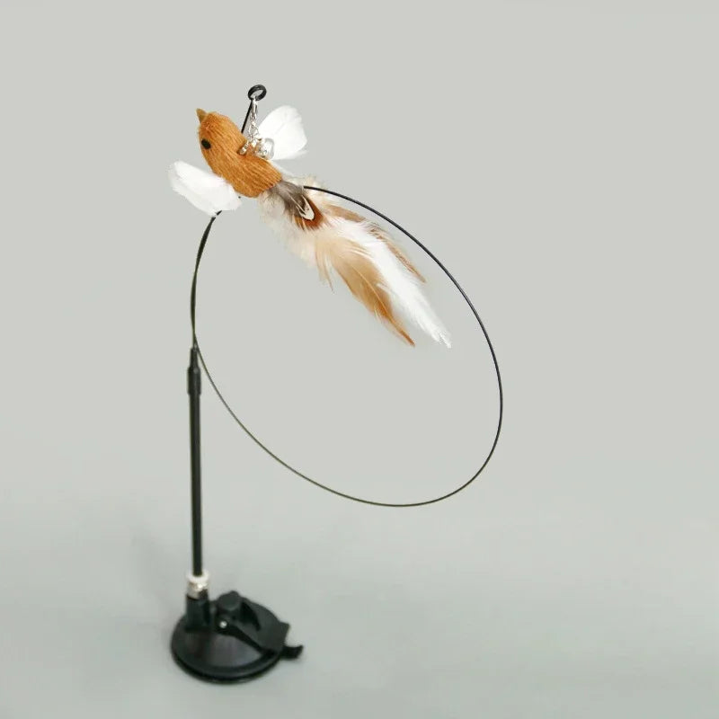 Cat Feather Wand Toy Suction Cup Bird/Feather Cat Wand Pet Supplies