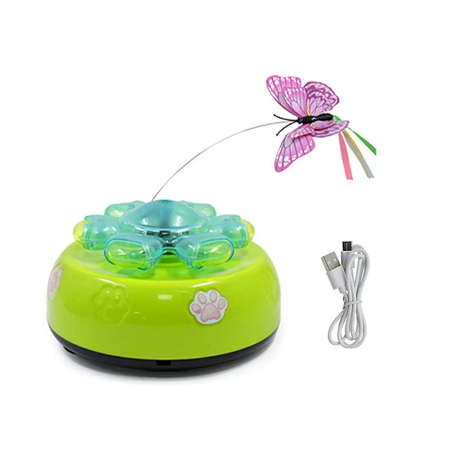 Butterfly Funny Electric Rotating Kitten Toy Cat Teaser with Light