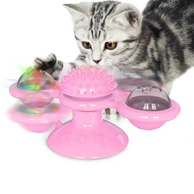 Windmill Cat Toy Interactive Pet Toys Puzzle Cat Whirligig Turntable