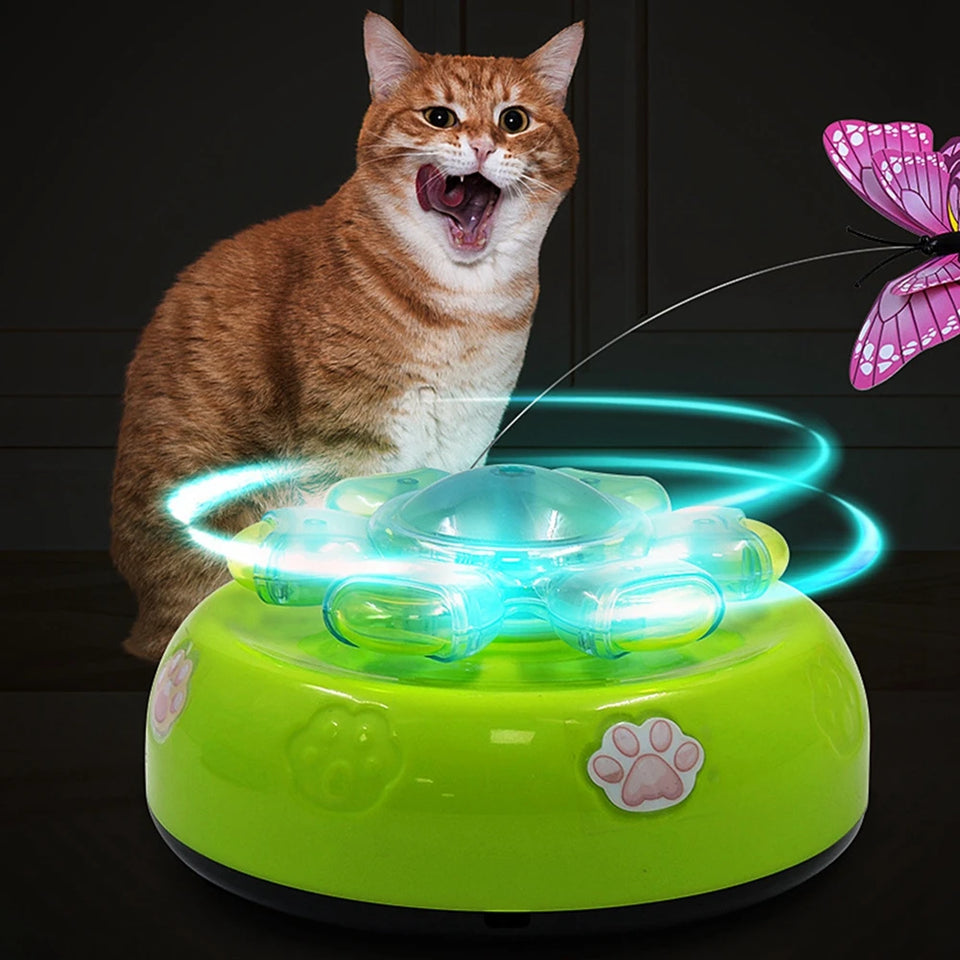 Butterfly Funny Electric Rotating Kitten Toy Cat Teaser with Light