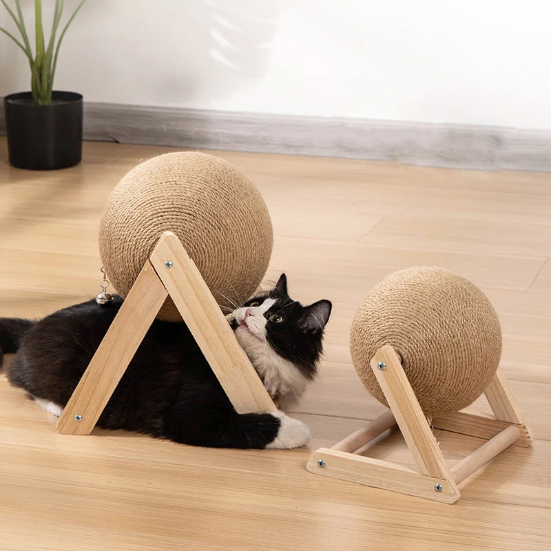 Sisal and Wood Stable Triangle Cats toys Cool Scratch on Stand Spin