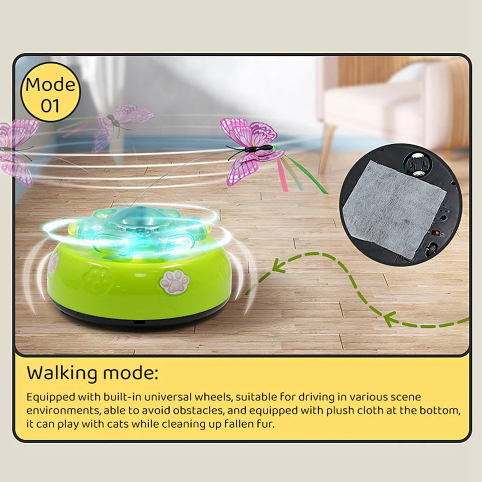 Butterfly Funny Electric Rotating Kitten Toy Cat Teaser with Light