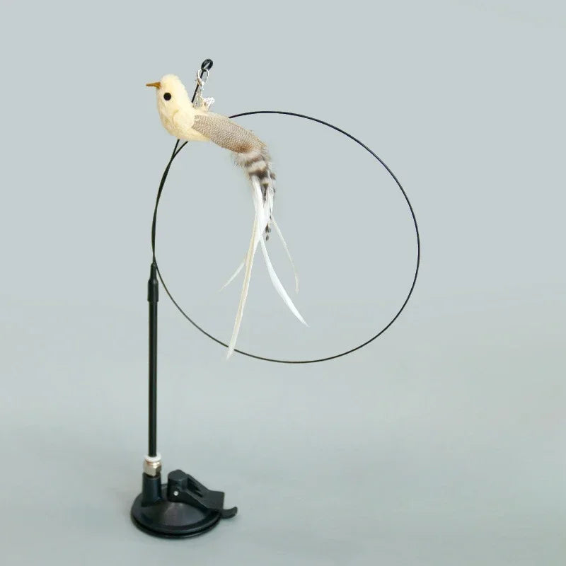Cat Feather Wand Toy Suction Cup Bird/Feather Cat Wand Pet Supplies
