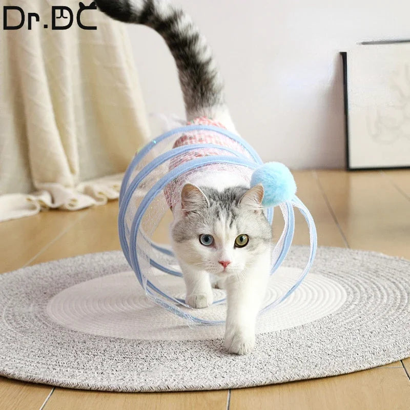 Cat Hunting Spiral Tunnel Coil Spiral Colorful Springs pet Crinkle Tunnels