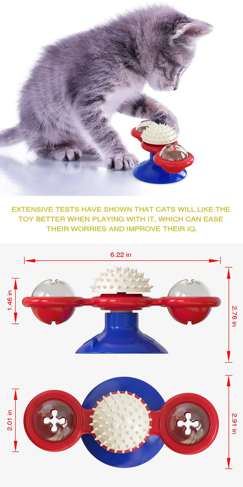 Windmill Cat Toy Interactive Pet Toys Puzzle Cat Whirligig Turntable