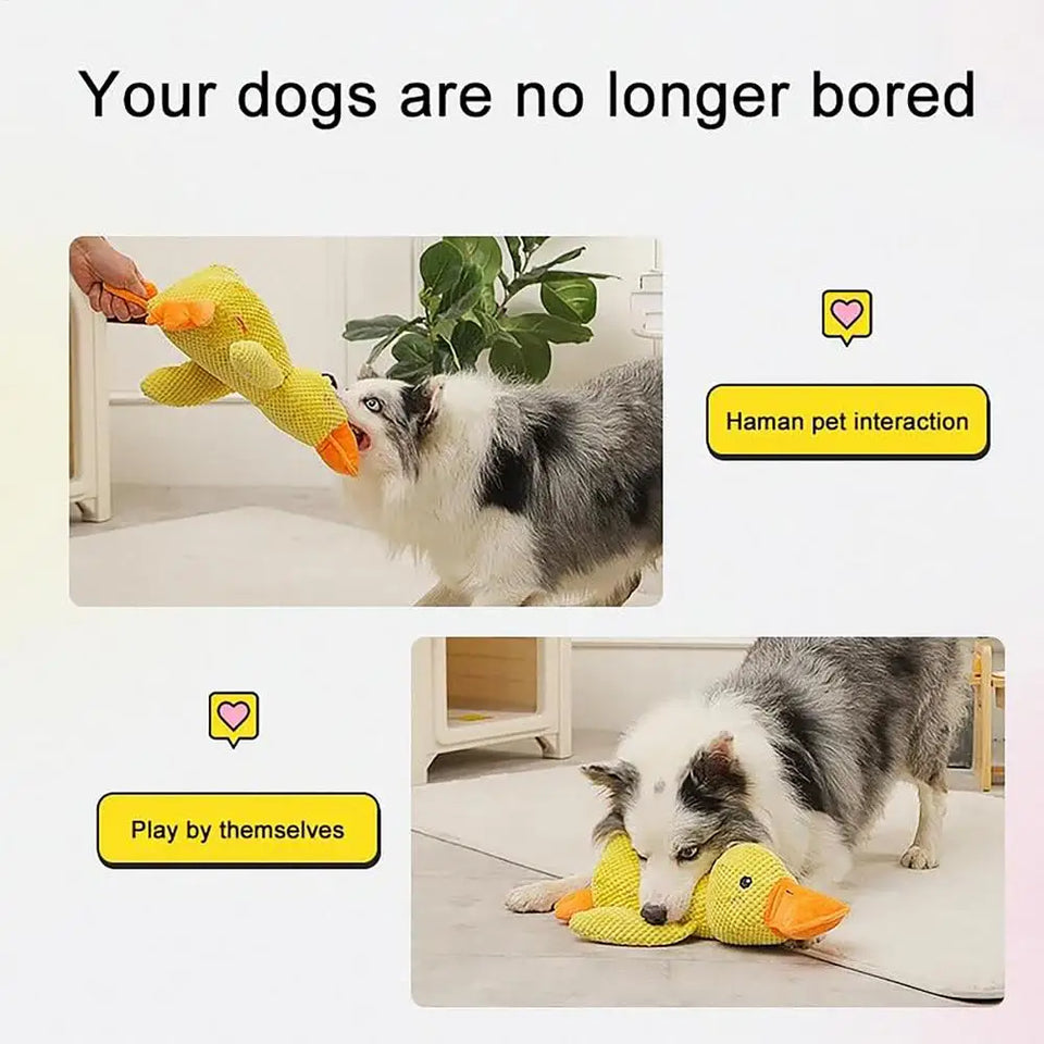 Mellow Dog Calming Duck Dog Toys Yellow Stuffed Duck pet chew toys