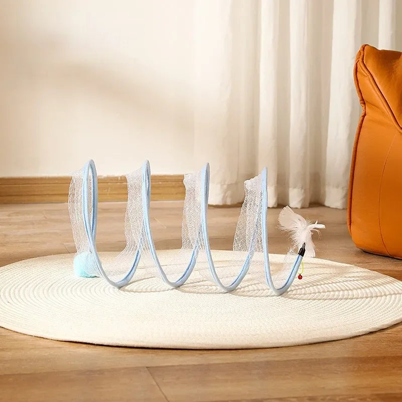 Cat Hunting Spiral Tunnel Coil Spiral Colorful Springs pet Crinkle Tunnels