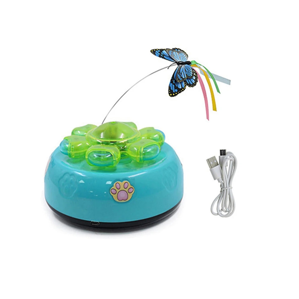 Butterfly Funny Electric Rotating Kitten Toy Cat Teaser with Light